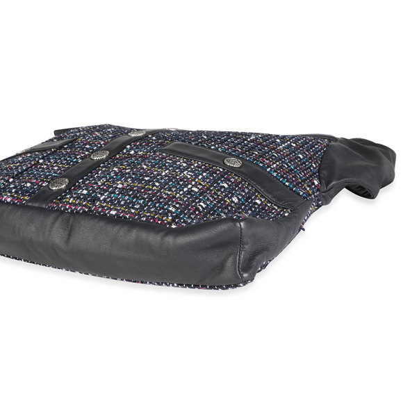 Chanel Navy Lambskin & Multicolor Tweed Girl Bag - Picture 6 of 7